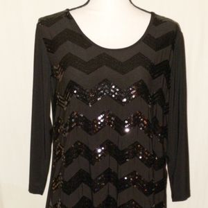 𝅺CATO Black Sequin Top